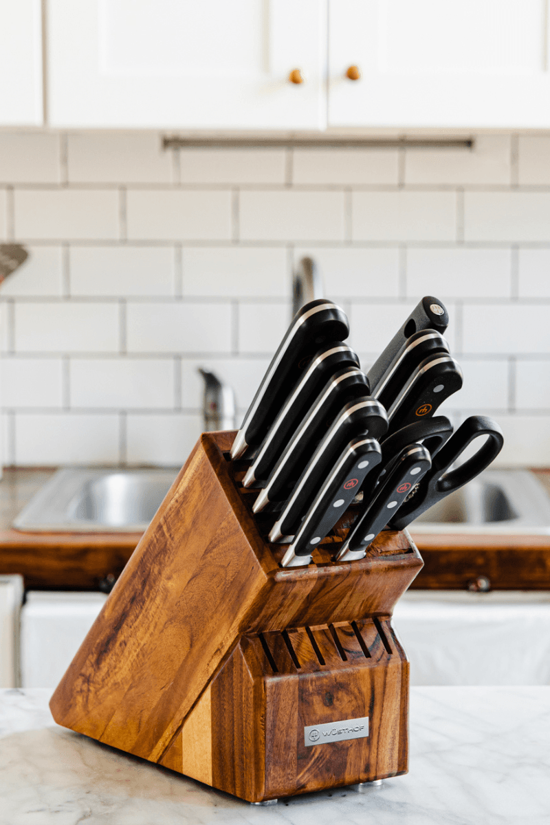 acacia knife block