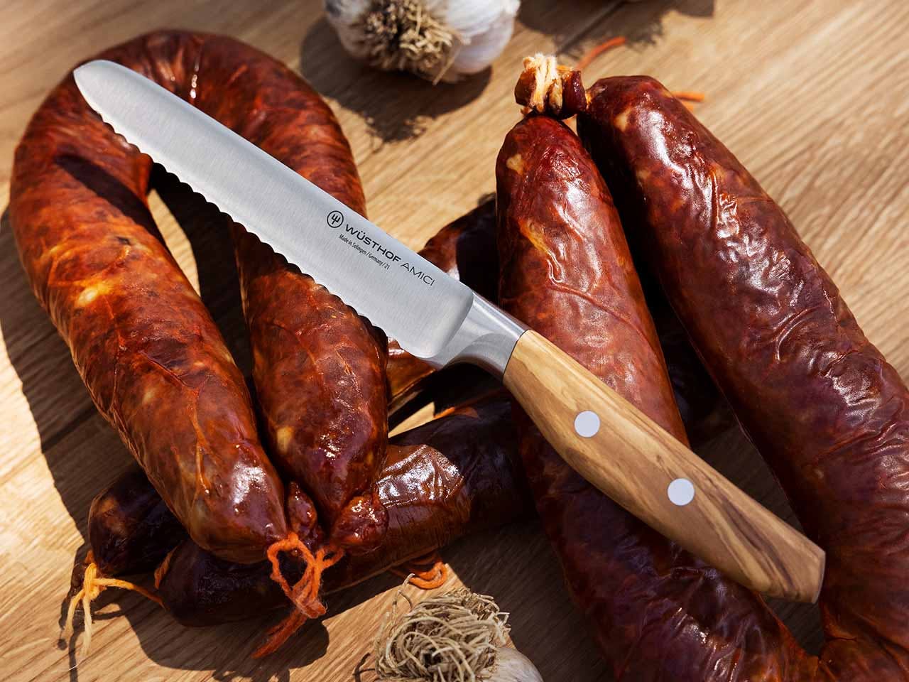 amici serrated utility knife and sausage