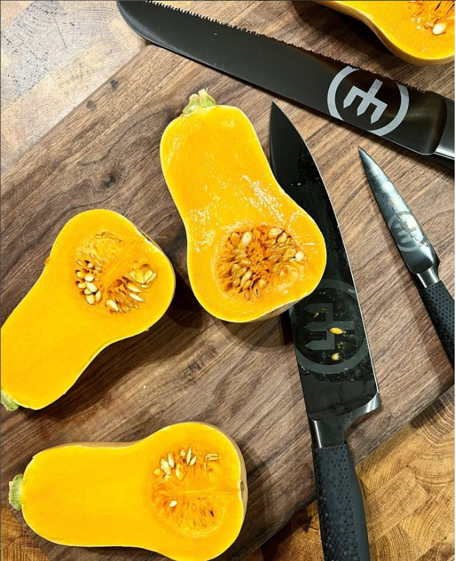 butternut squash with performer knife
