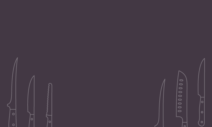 Set of various knives on a dark background